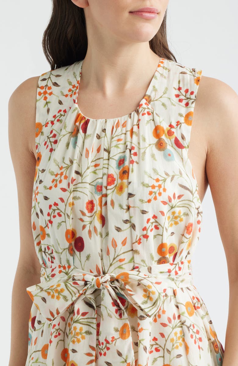 Mila Mae Floral Sleeveless Belted Midi Dress, Alternate, color, Cream Floral
