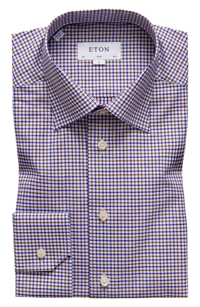 Eton Slim Fit Check Dress Shirt, Alternate, color, 