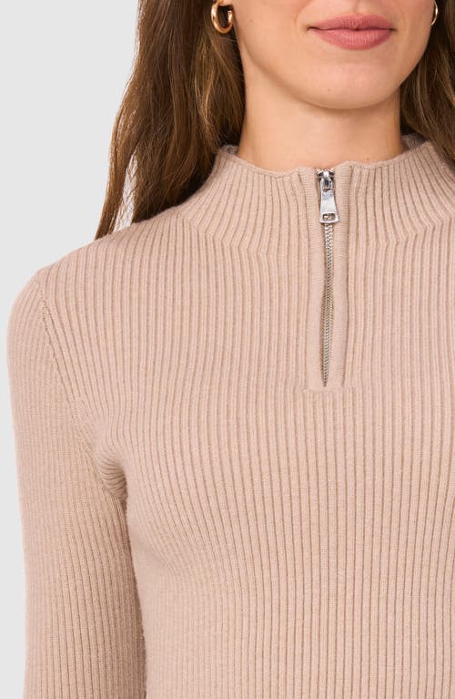 Halogenr Halogen(r) Rib Quarter Zip Sweater In Simply Taupe