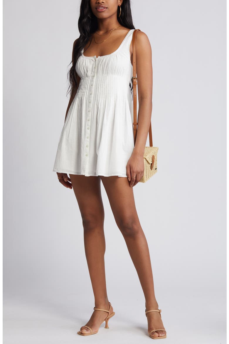 Button Front Cotton Minidress, Alternate, color, WHITE BLANC
