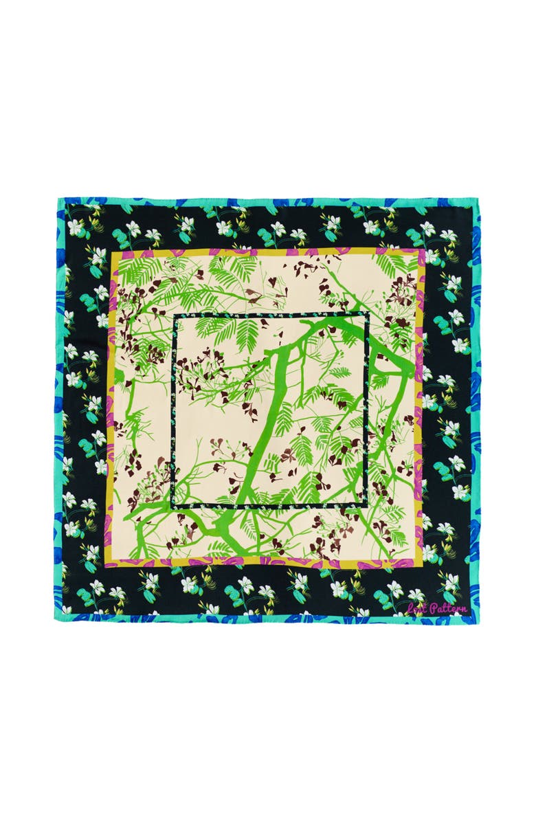 Lost Pattern "Floral Tapestry" Large Silk Scarf, Main, color, Black