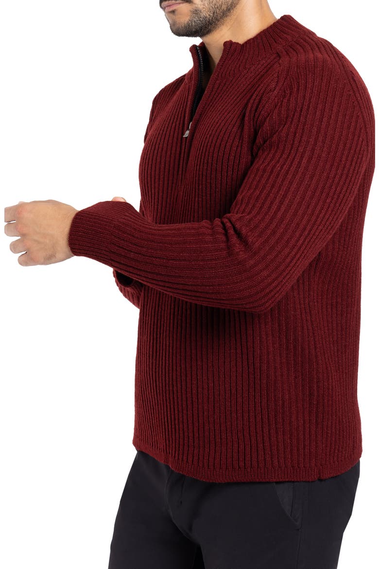 Rib Quarter Zip Sweater, Alternate, color, BURGUNDY