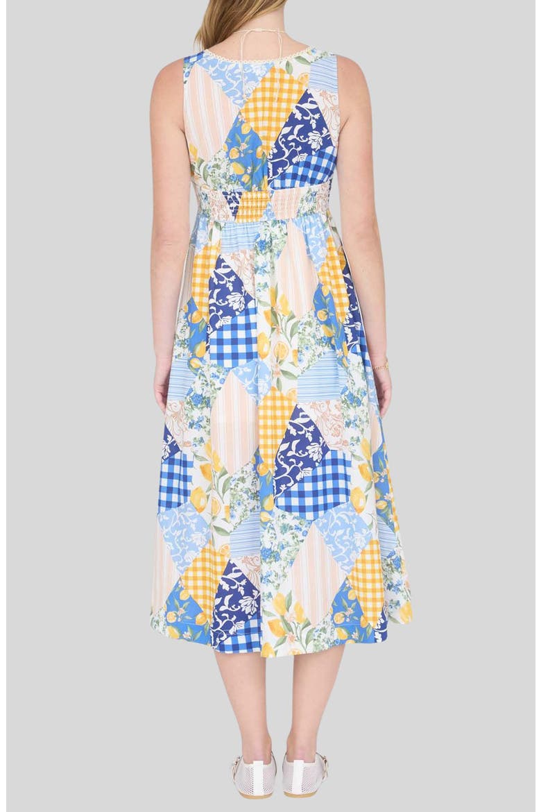 Patchwork Sleeveless Midi Dress, Alternate, color, BLUE MULTI