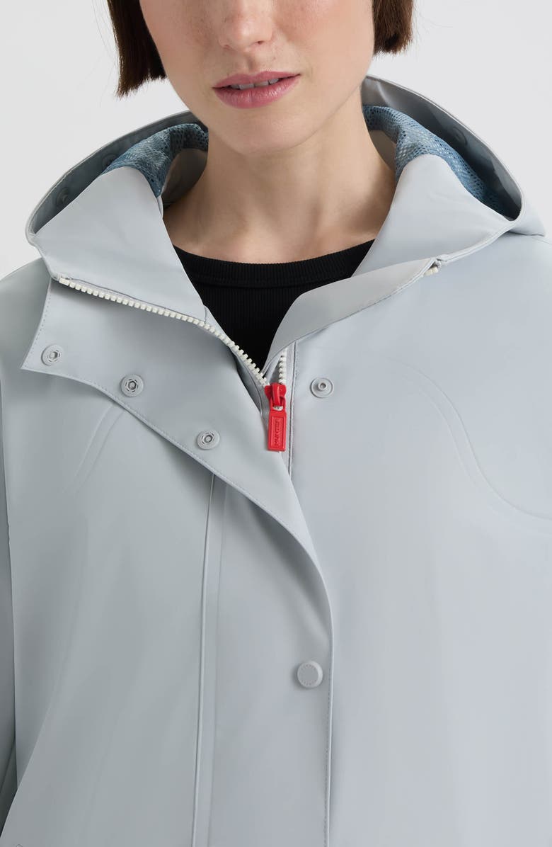 Hunter Acacia Waterproof Rubberized Raincoat, Alternate, color, Silver Grey