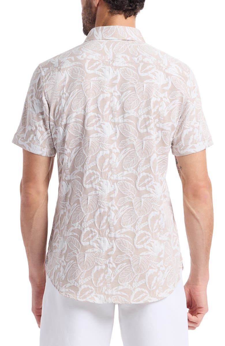 Robert Graham Santa Monica Texture Short Sleeve Button-Up Shirt, Alternate, color, Khaki