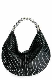 L’alingi Mini Rhinestone Dotted Satin Hobo Bag