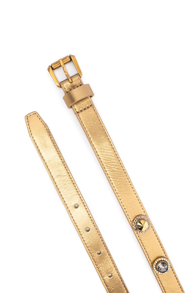 Kurt Geiger London Octavia Studded Leather Belt, Alternate, color, Gold