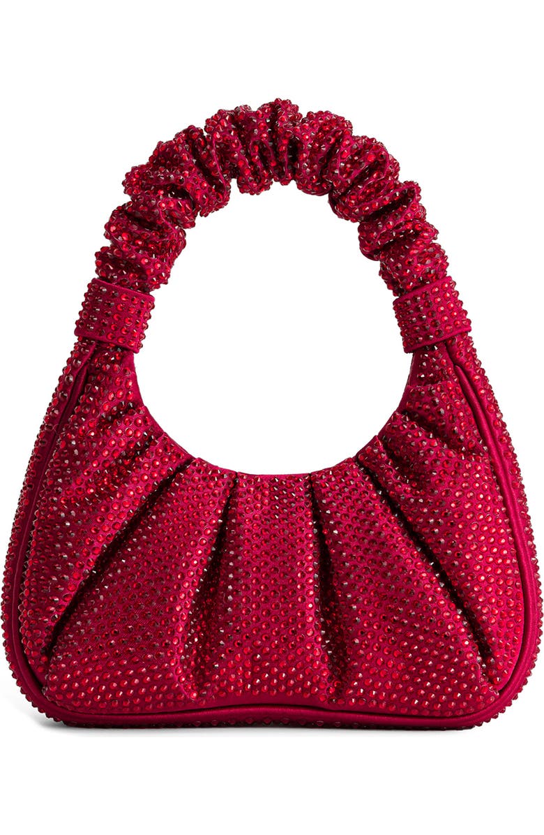 JW PEI Gabbi Rhinestone Ruched Hobo, Main, color, Red