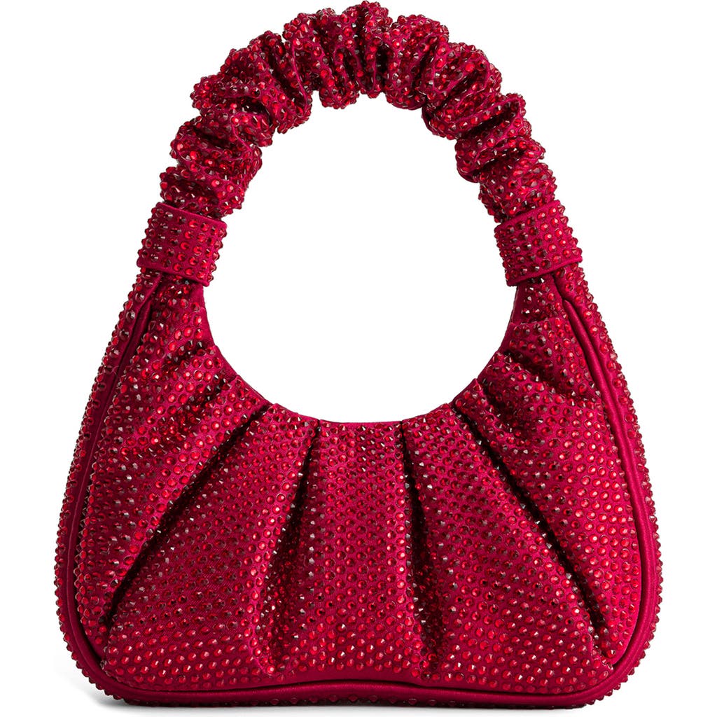 JW PEI Medium Gabbi Crystal Ruched Hobo in Red