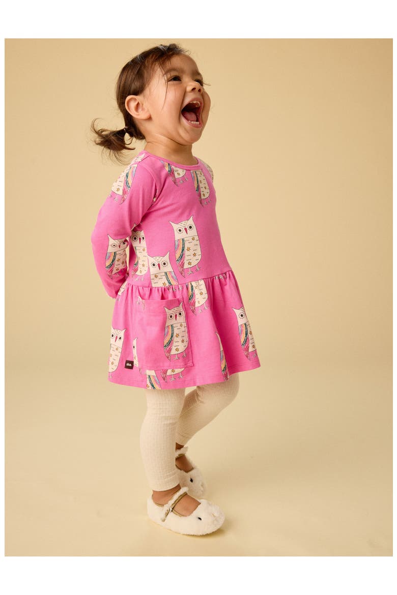 Long Sleeve Pocket Dress, Alternate, color, Rainbow Eagle Owl