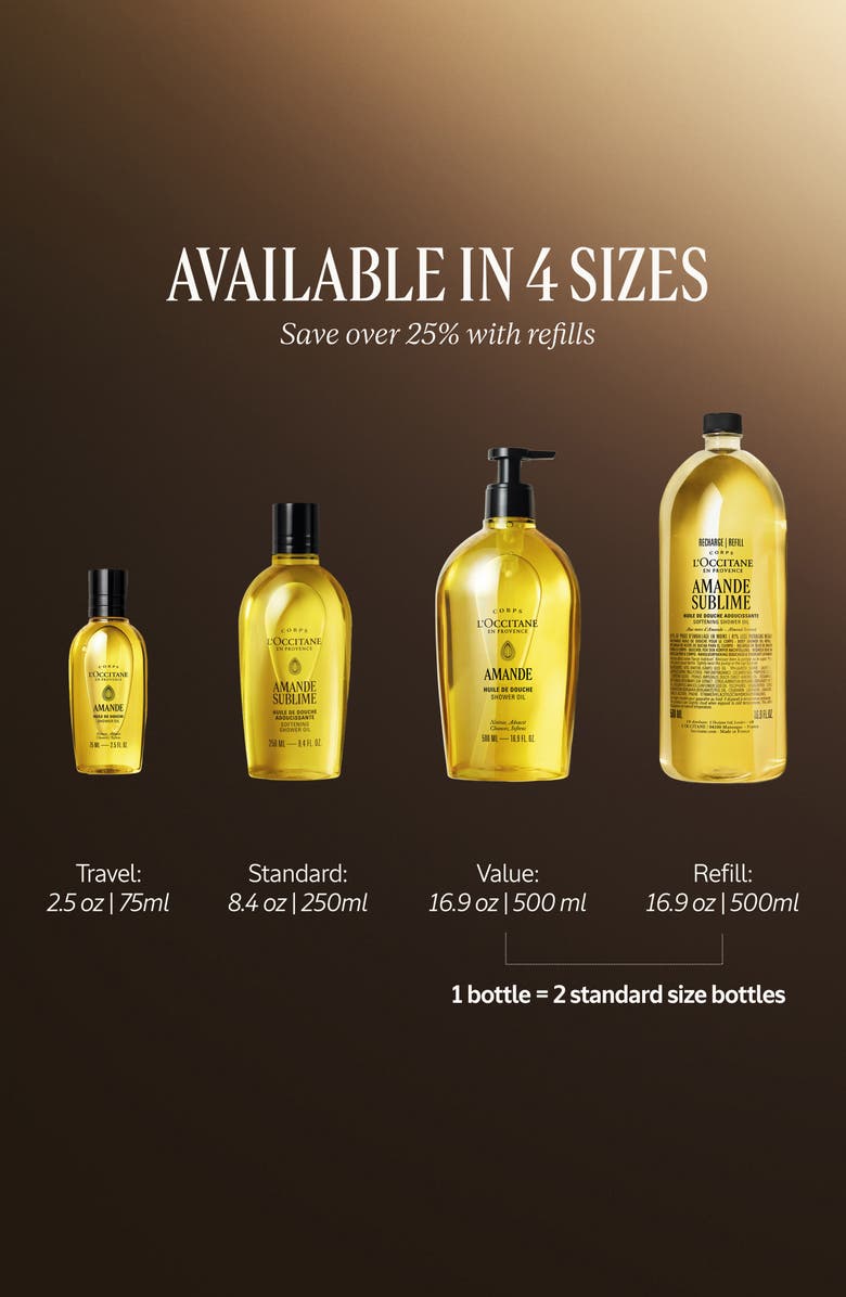 L'Occitane Amande Sublime Softening Shower Oil, Alternate, color, Bottle