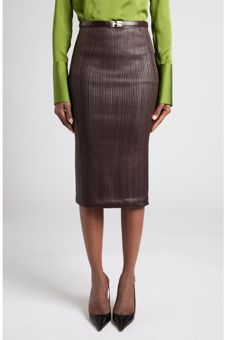 Leather Strips Tube Skirt, Main, color, COMBO WENGE BROWN/ BLACK