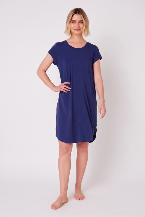 Classic Solid Pima Knit Short-Sleeved Sleep Shirt