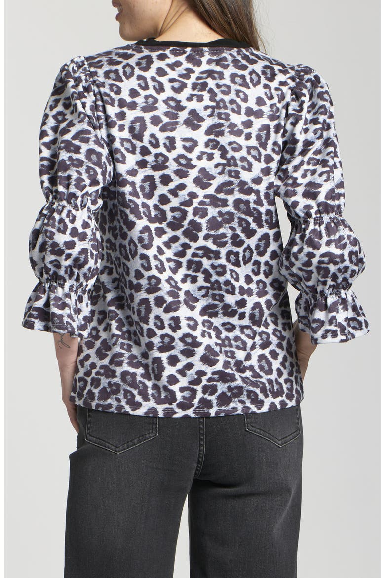 Geo Print V-Neck Shirt, Alternate, color, SILVER GREY