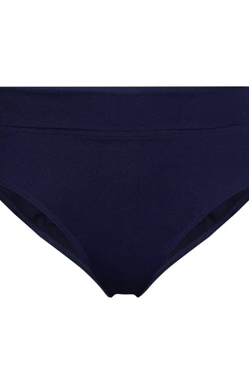 Lands' End Chlorine Resistant Pinchless High Waisted Bikini Bottoms In Deep Sea Navy