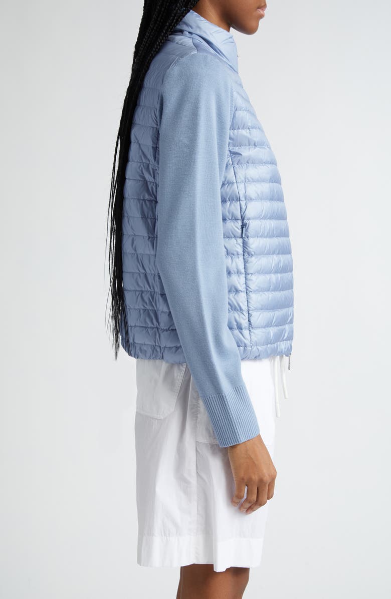 Moncler Quilted Nylon & Wool Knit Cardigan, Alternate, color, 
