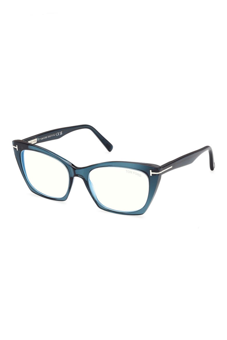 54mm Cat Eye Blue Light Blocking Glasses, Alternate, color, SHINY TURQUOISE BLUE BLOCK LE