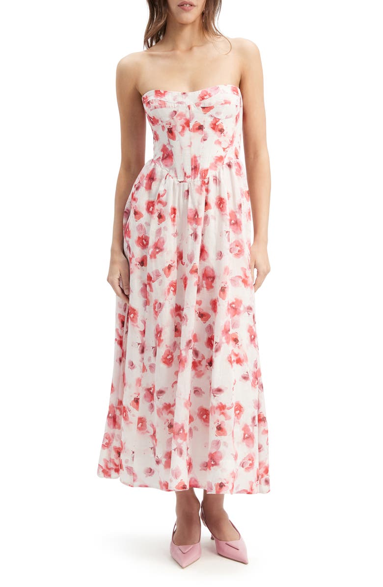 Bardot Lola Floral Strapless Corset Dress, Main, color,