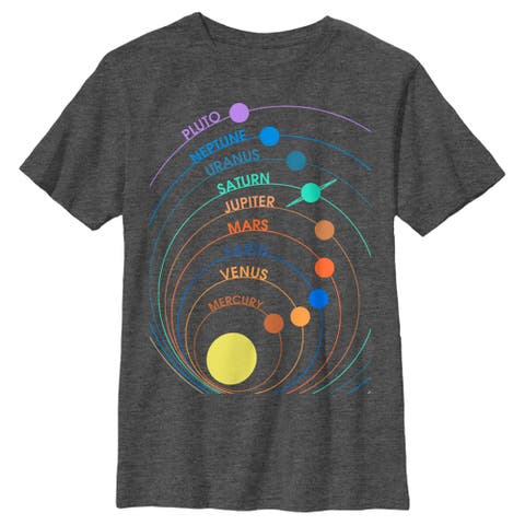 Boys' Husky Plus Solar System Planet Rings Short Sleeve Graphic T-shirt