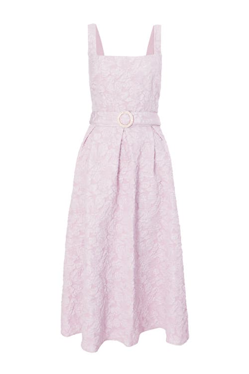 Quiz Jacquard Square Neck Midi Dress In Pale Pink