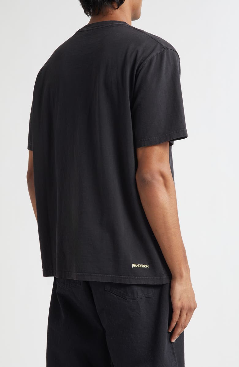 JW Anderson Embroidered Cotton T-Shirt, Alternate, color, Washed Black