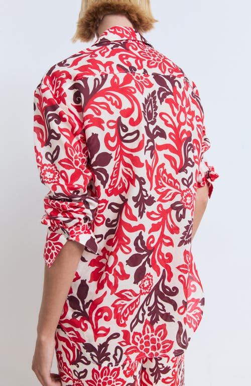 Mango Printed Cotton Shirt In Pink