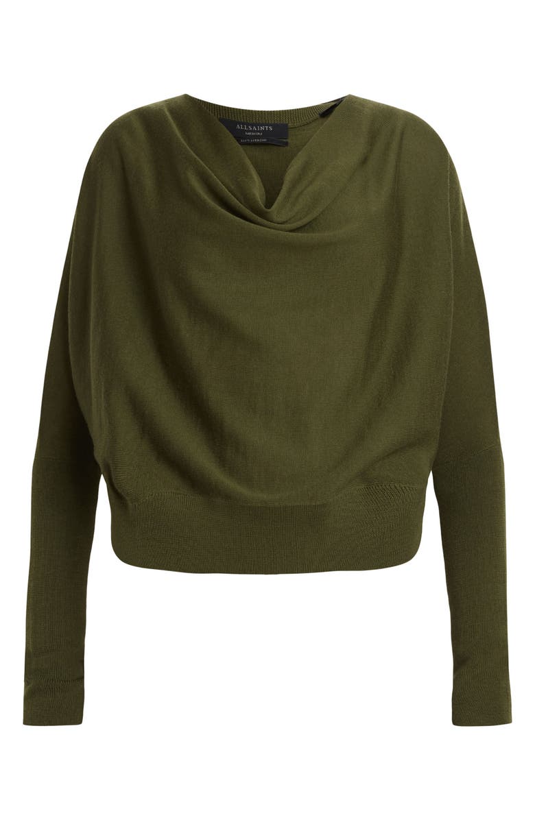 AllSaints Ridley Merino Wool Cowl Neck Sweater, Alternate, color, Forest Green