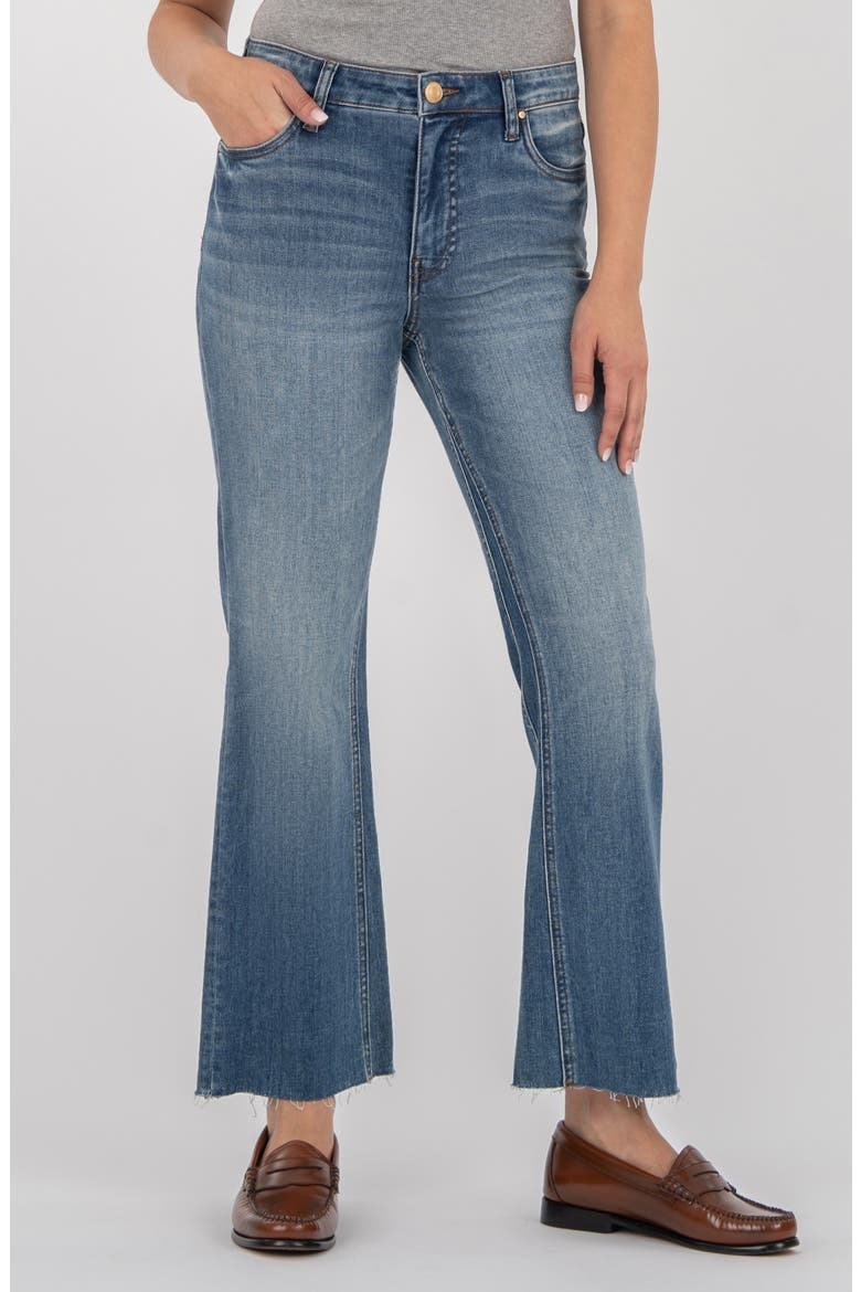 Kelsey High Waist Raw Hem Ankle Flare Jeans, Main, color, RIGOR