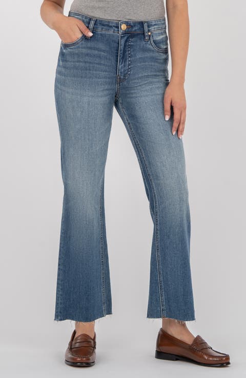 Kelsey High Waist Raw Hem Straight Leg Jeans (Rigor)