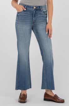 KUT from the Kloth Kelsey High Waist Raw Hem Ankle Flare Jeans