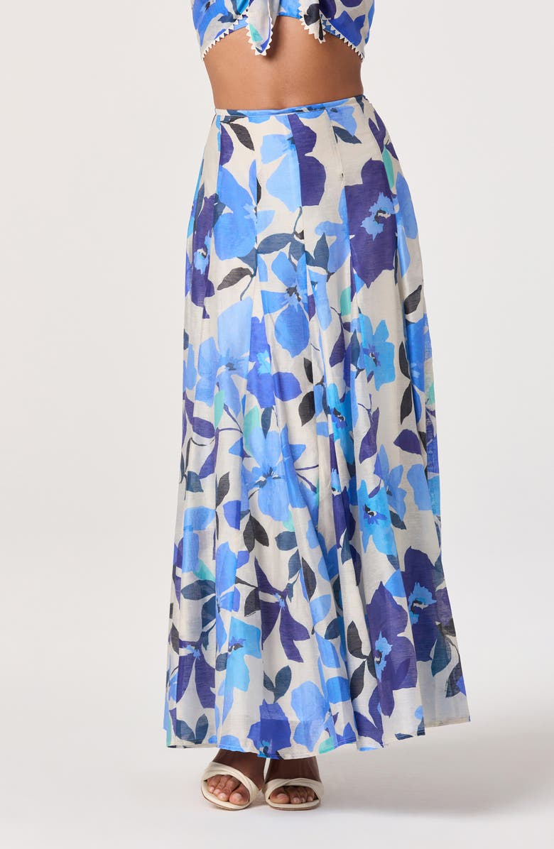 ASTR the Label Kaley Floral Paneled Maxi Skirt, Alternate, color, Blue Floral
