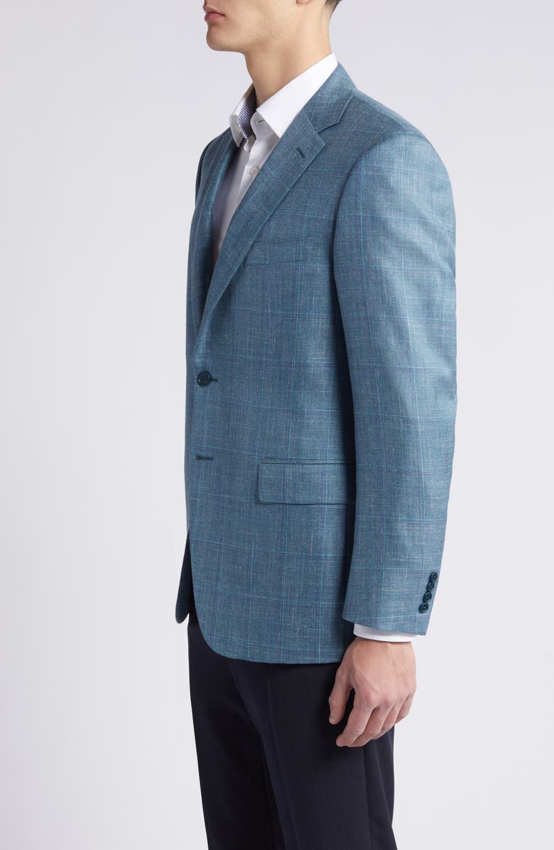 Canali Siena Regular Fit Windowpane Check Wool & Silk Blend Sport Coat, Alternate, color,