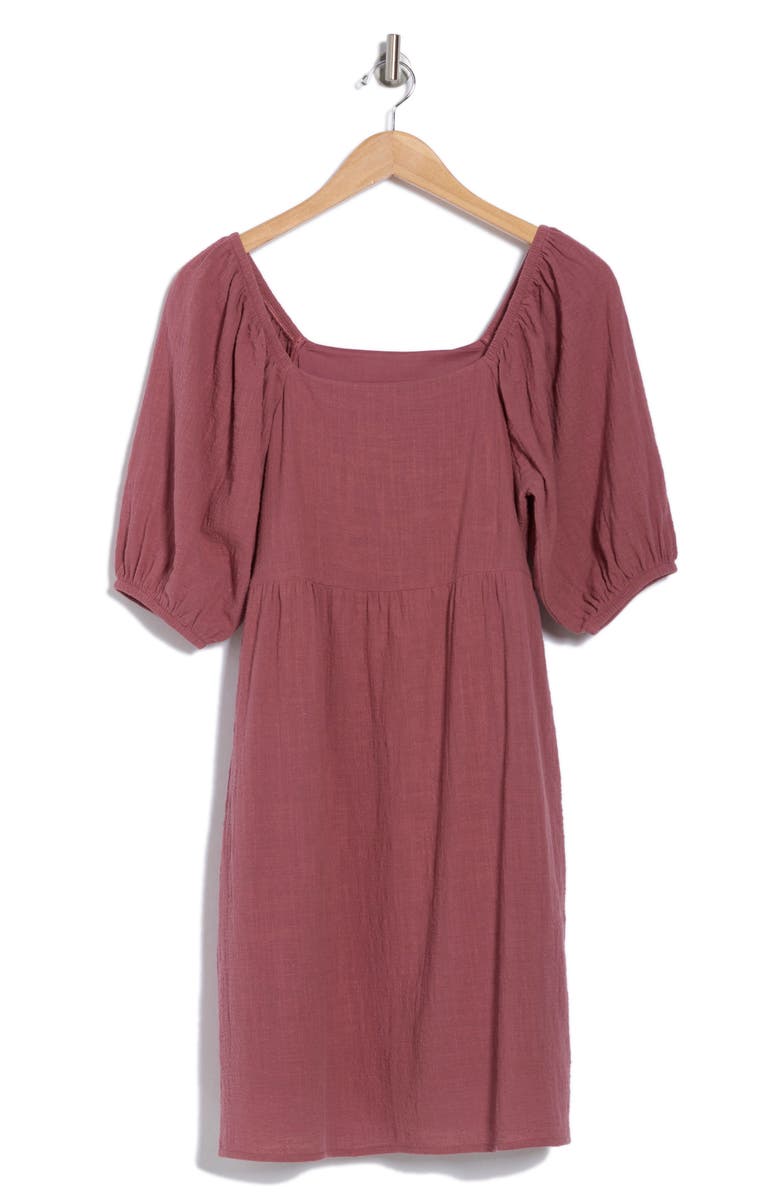 Melrose and Market Puff Sleeve Textured Dress, Alternate, color, Purple Plum