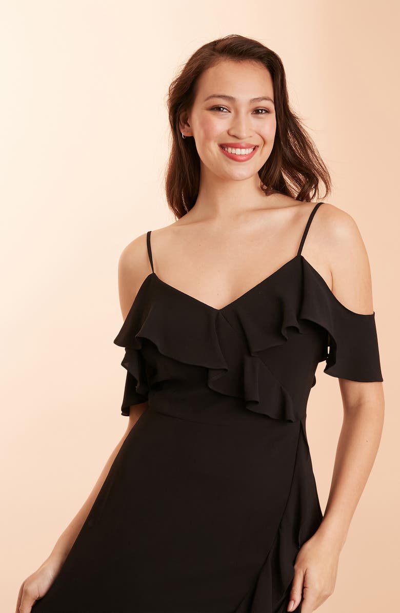 London Times Ruffle Cold Shoulder Maxi Dress, Alternate, color, 