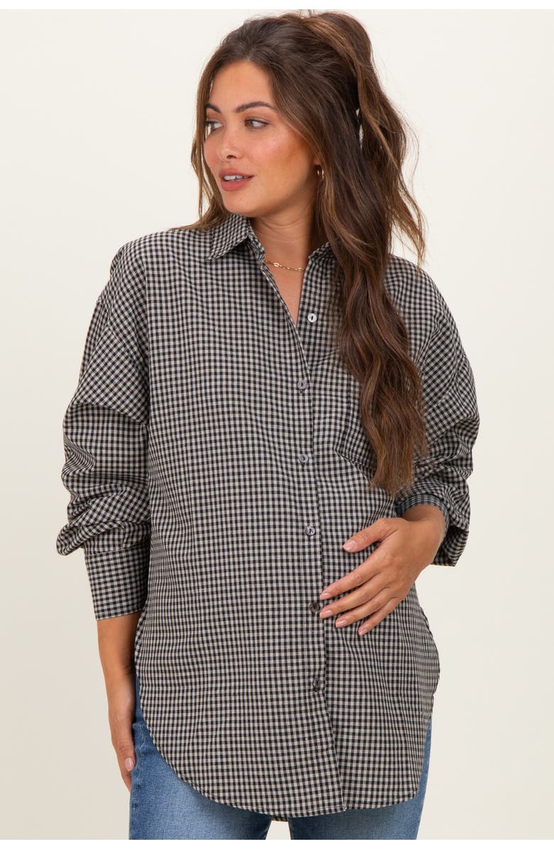 PinkBlush Plaid Linen Blend Button Down Shirt, Main, color, Ivory