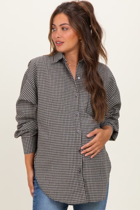 Plaid Linen Blend Button Down Shirt