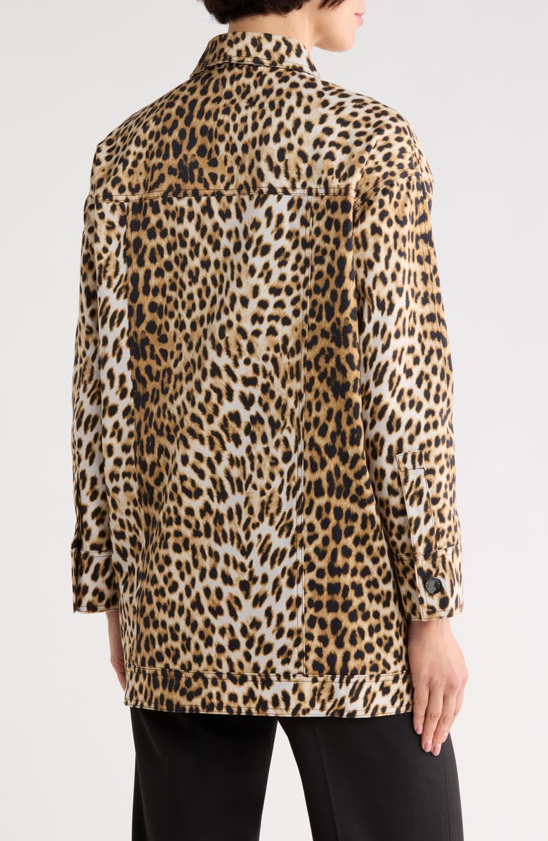 Longchamp Leopard Print Cotton Jacket, Alternate, color, Camel