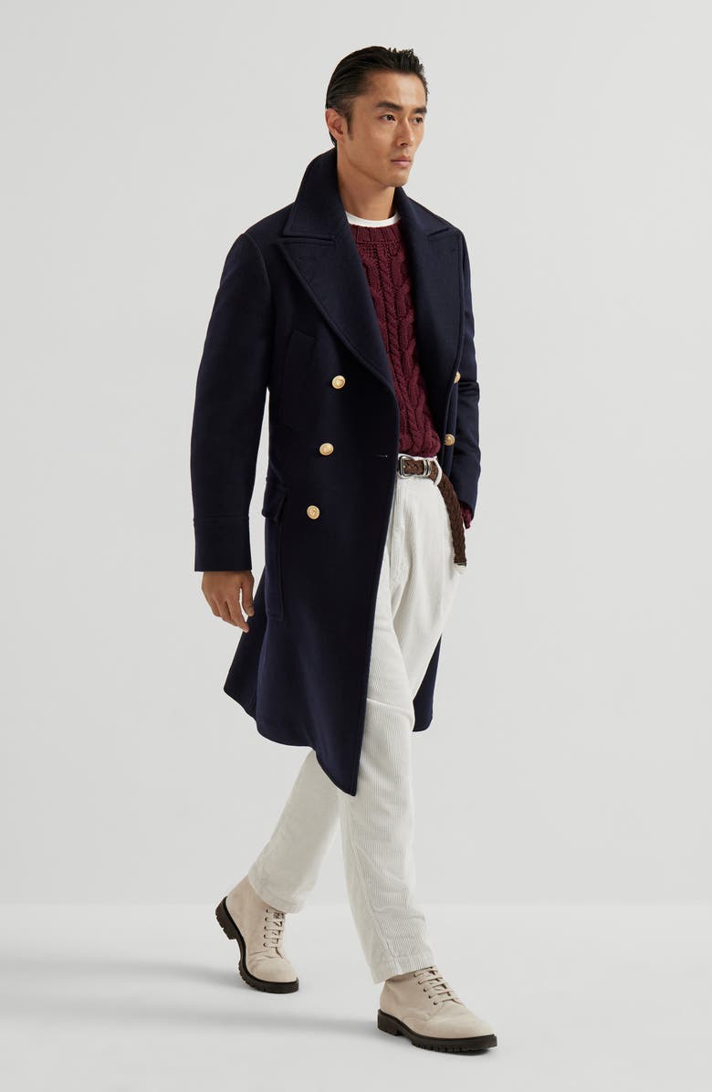 Brunello Cucinelli Double cloth coat, Alternate, color, Navy Blue