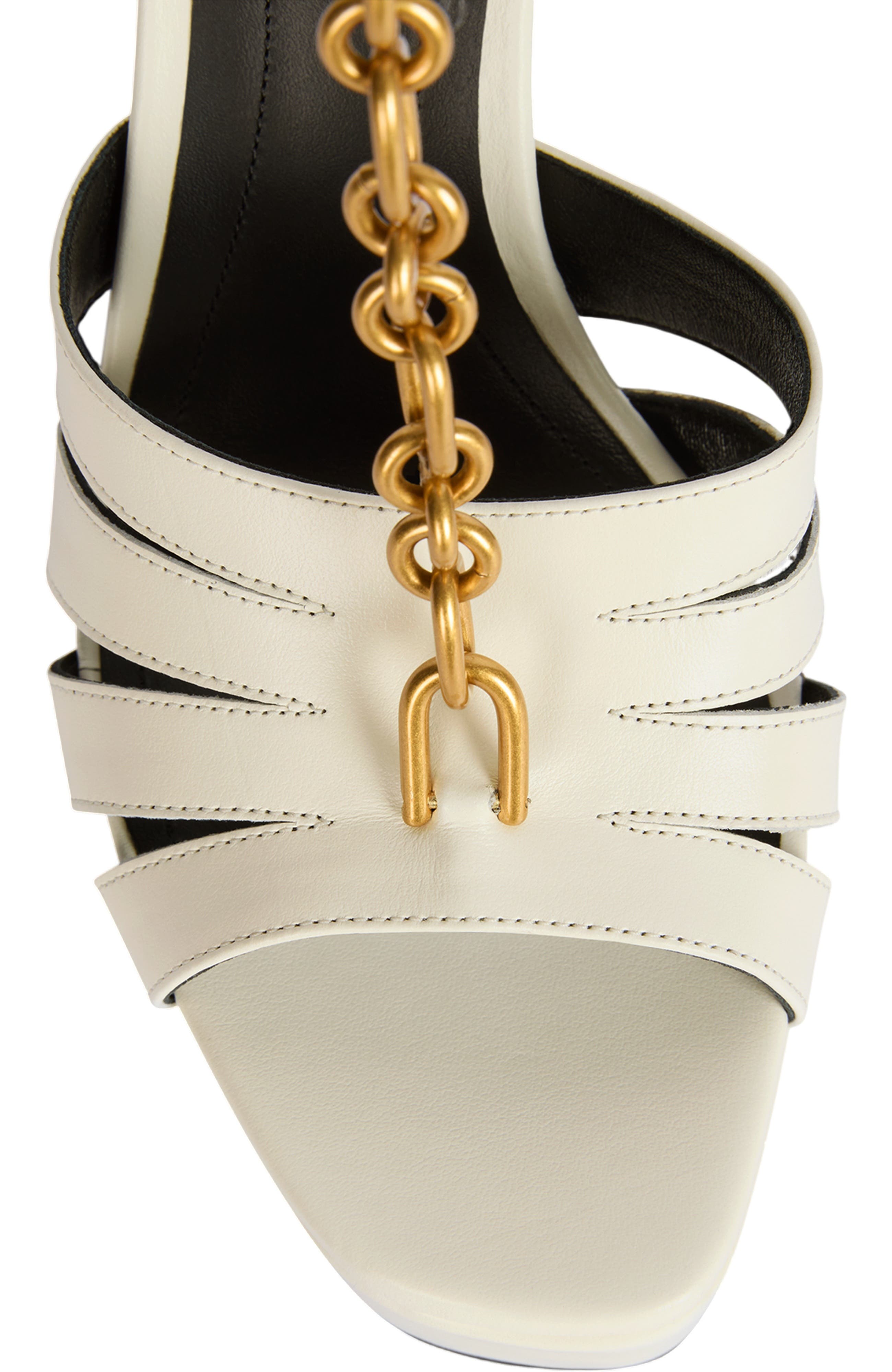 Balmain Sync platform sandals in smooth leather, Alternate, color, White