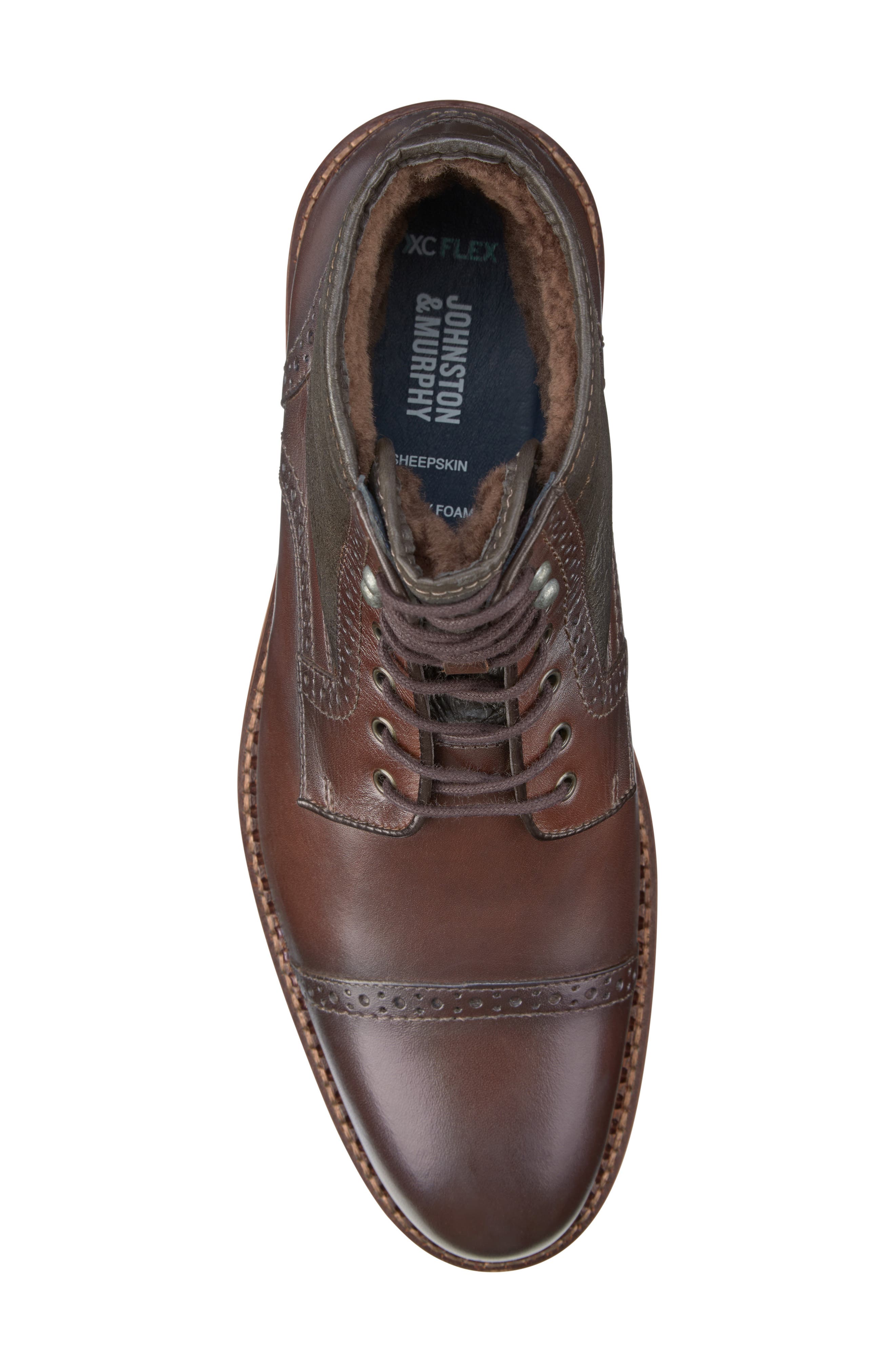 Johnston & Murphy XC Flex Connelly Genuine Shearling Lined Lace-Up Leather Boot, Alternate, color, 