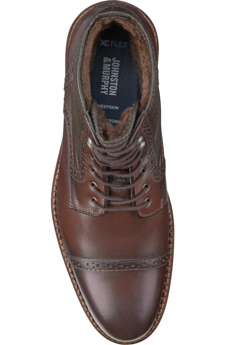 Johnston & Murphy XC Flex Connelly Genuine Shearling Lined Lace-Up Leather Boot, Alternate, color,