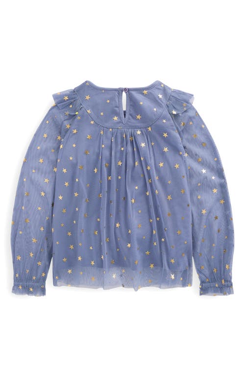 Mini Boden Kids' Foil Star Tulle Top In Blue