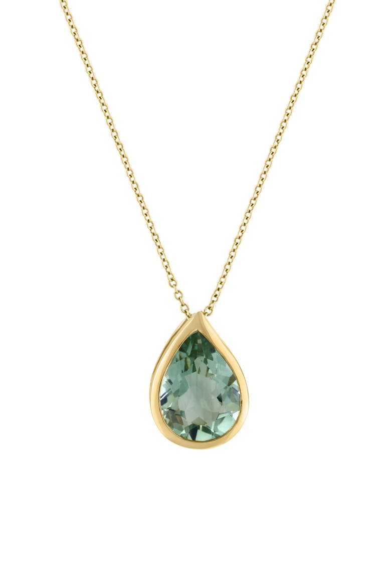 14K Yellow Gold Green Amethyst Pendant Necklace, Main, color, GREEN