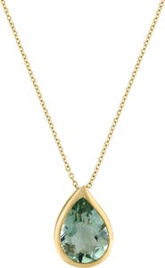 EFFY 14K Yellow Gold Green Amethyst Pendant Necklace