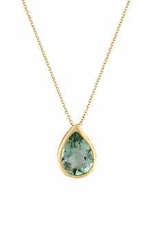 EFFY 14K Yellow Gold Green Amethyst Pendant Necklace