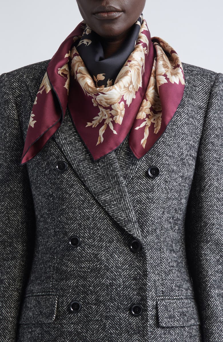 Dolce&Gabbana Italian Floral Square Silk Scarf, Alternate, color, Hh4ox Rose Cretonne Fld