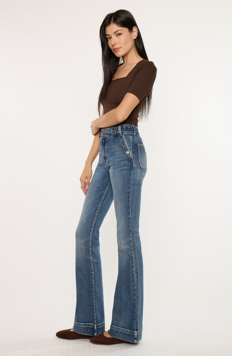 KanCan Kiery High Rise Flare Jeans, Alternate, color, Dark Wash