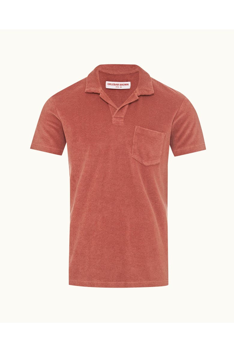 Terry Towelling Tailored-Fit Polo Shirt, Alternate, color, Mauve