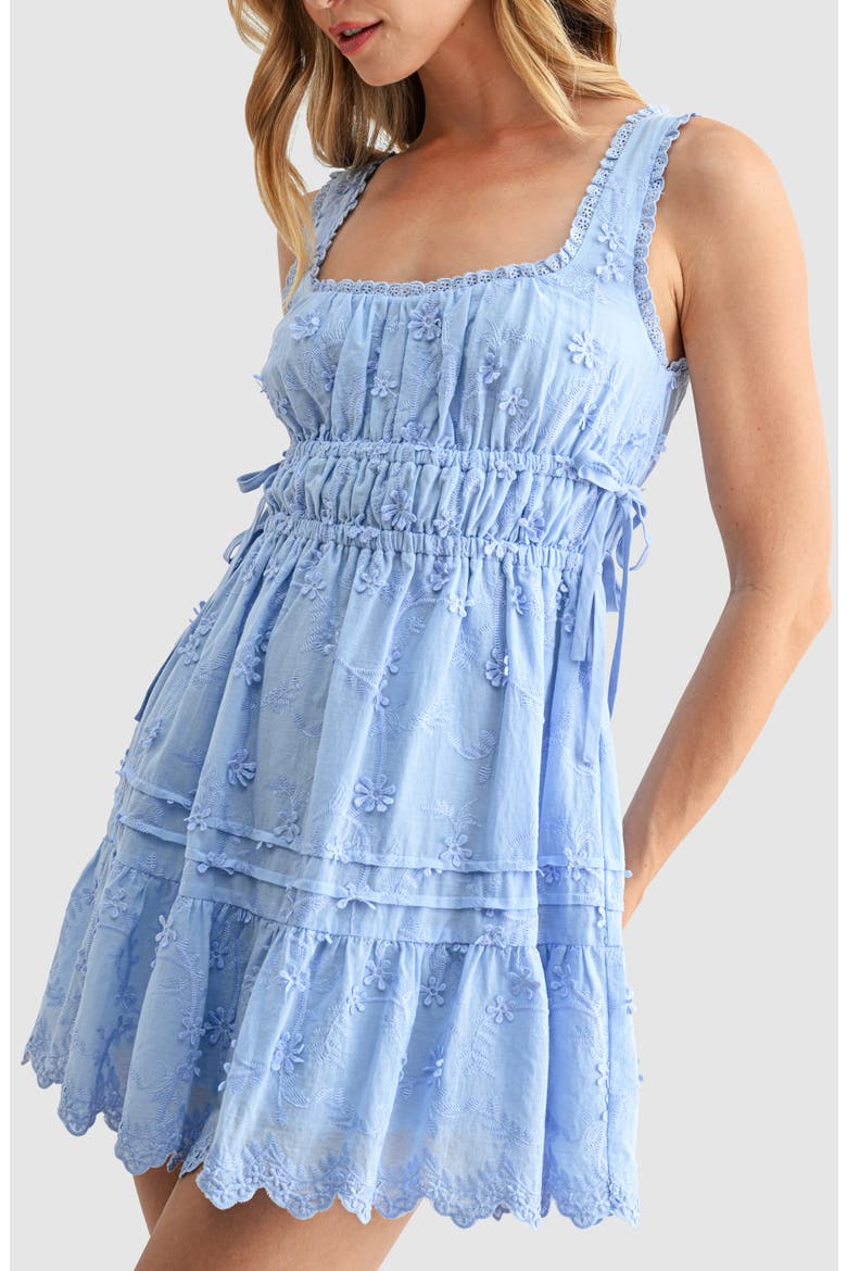3D Floral Embroidered Minidress, Alternate, color, PERIWINKLE