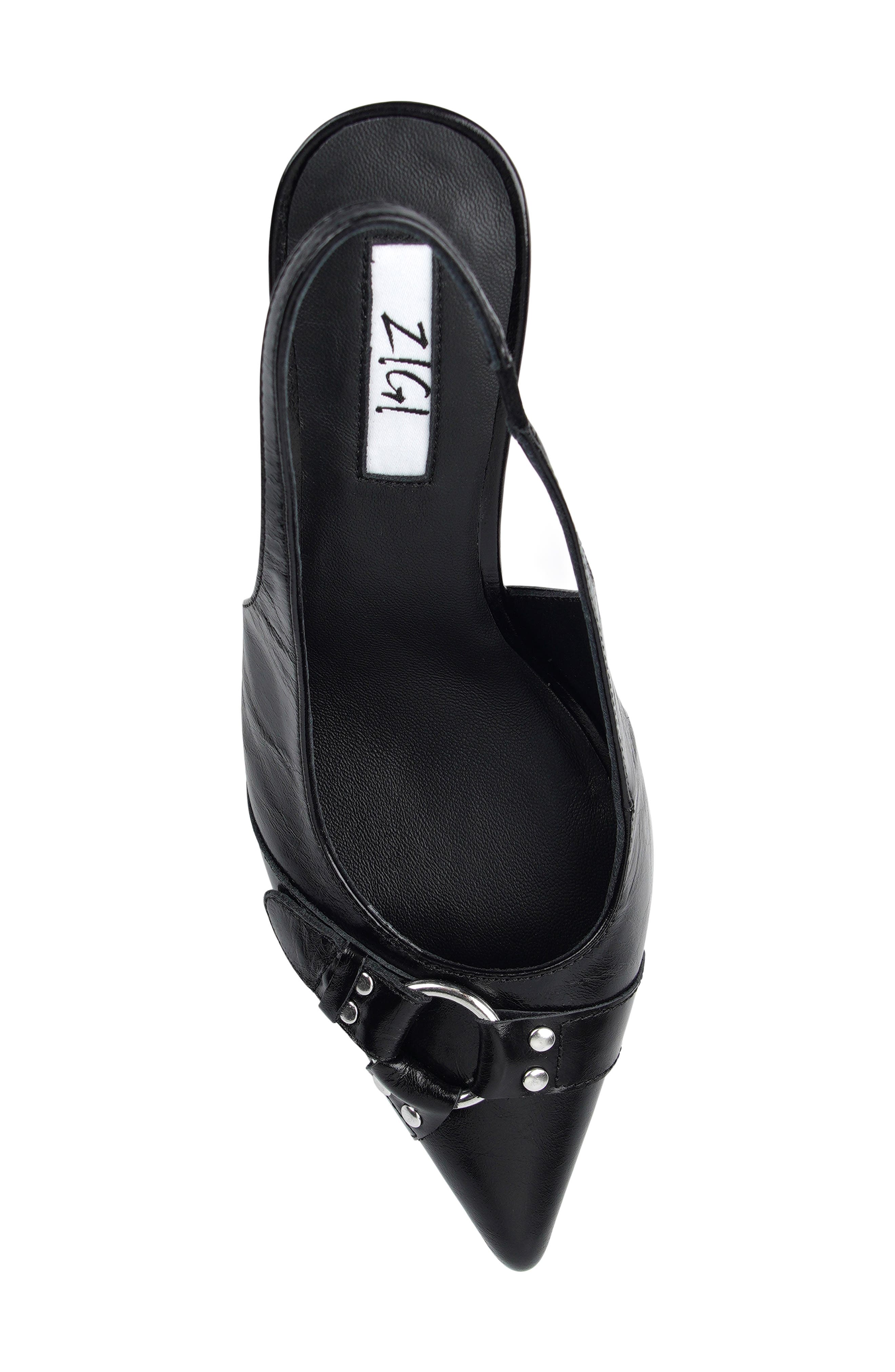 Buena Slingback Pointed Toe Pump, Alternate, color, BLACK LEATHER